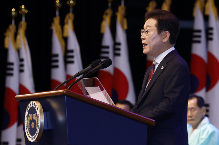 <strong>80주년 광복절 경축사 하는 이재명 대통령 / 연합뉴스</strong>