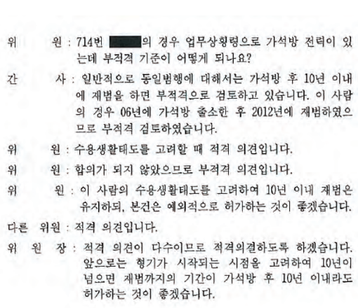 20년 가석방 심의록 중