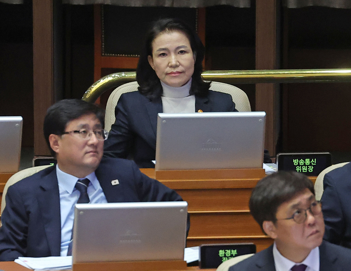 <strong>교육·사회·문화 분야 대정부질문 참석한 이진숙 방통위원장 / 연합뉴스</strong>